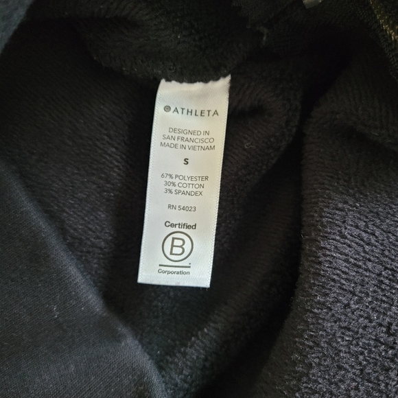 Athleta Cozy Karma Side Zip Funnel Neck Top Black Small Sweater‎ Fleece Pockets - Picture 3 of 10
